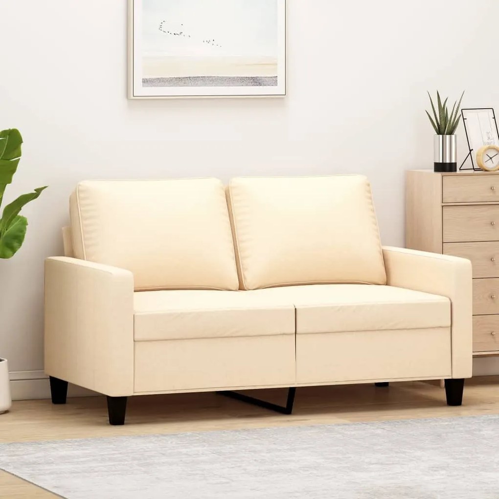 vidaXL Sofá de 2 lugares tecido 120 cm cor creme