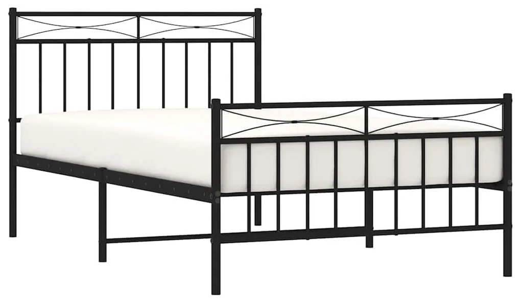 Estrutura de cama com cabeceira e pés 100x200 cm metal preto