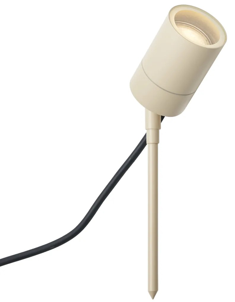Foco de jardim creme GU10 50mm ajustável IP44 com cabo e ficha - Solo Moderno