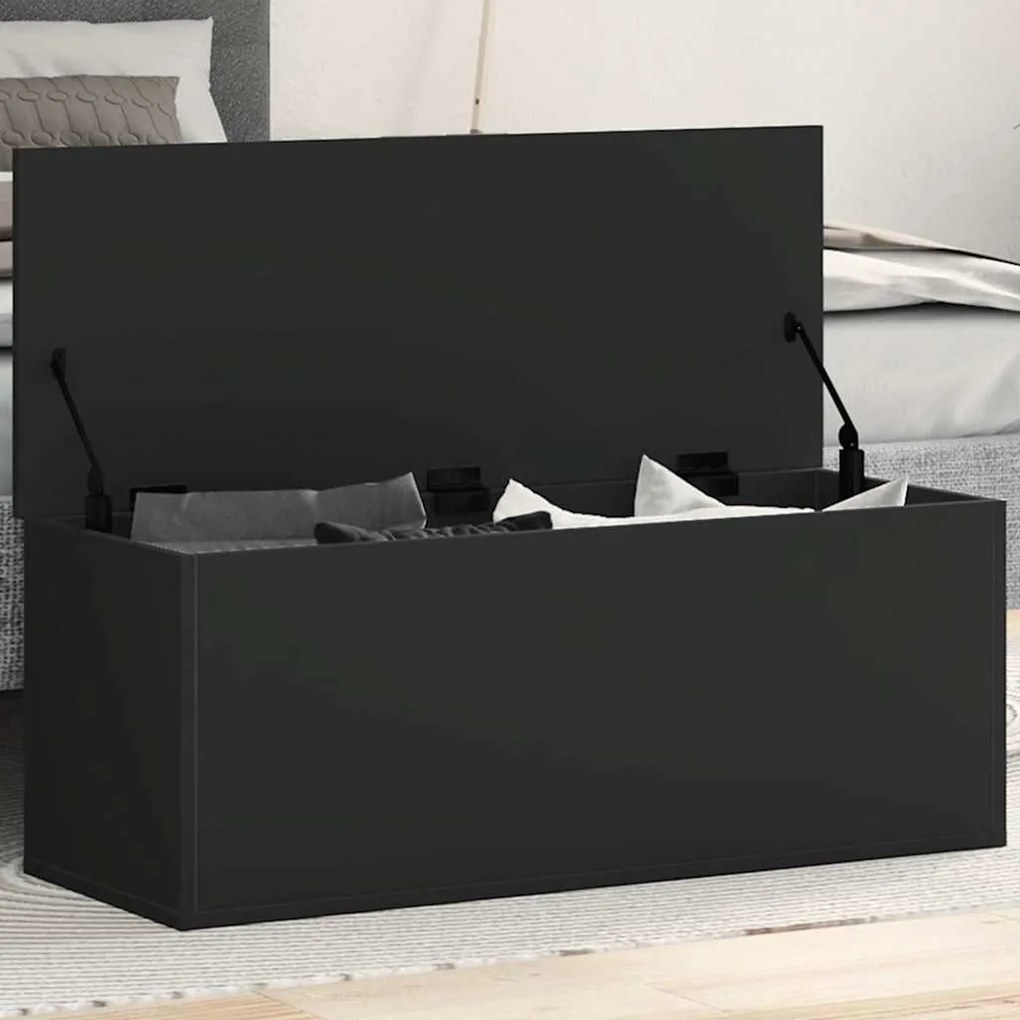 Caixa de arrumação 90x35x35 cm derivados de madeira preto