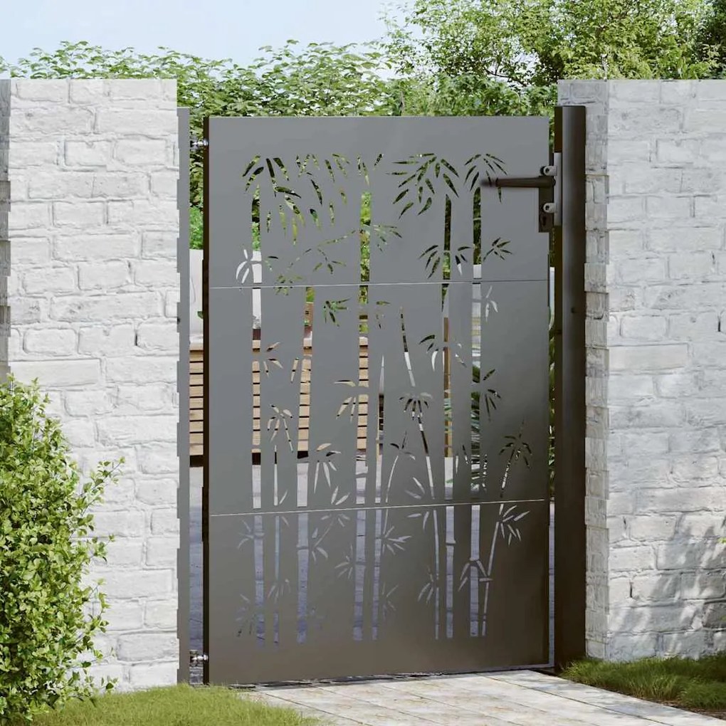 Portão de Jardim Preto 105 x 125 cm Aço com Revestimento em Pó