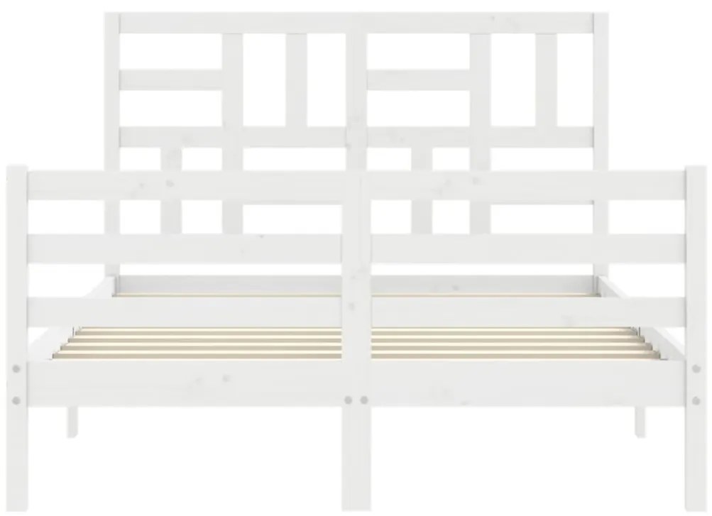 Estrutura de cama com cabeceira 120x200cm madeira maciça branco