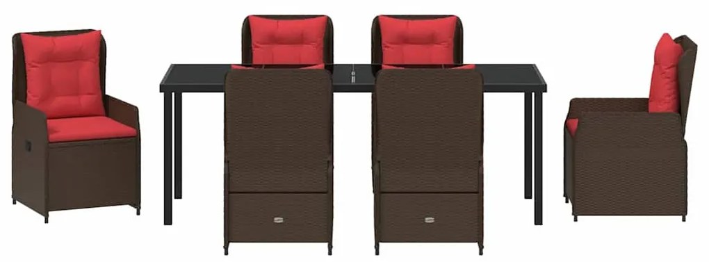 Conjunto de Jantar de Jardim 7 Peças, Castanho, Polyrattan