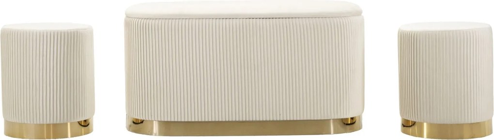 CONJUNTO DE 3 BANCOS SHOPY CREME 80X37X42-29X35 CM