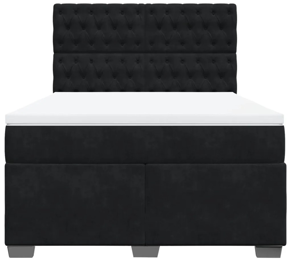Cama com molas/colchão 140x200 cm veludo preto