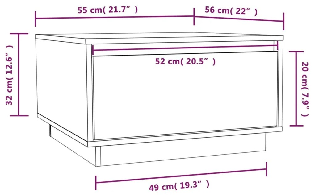 Mesa de centro 55x56x32 cm pinho maciço preto