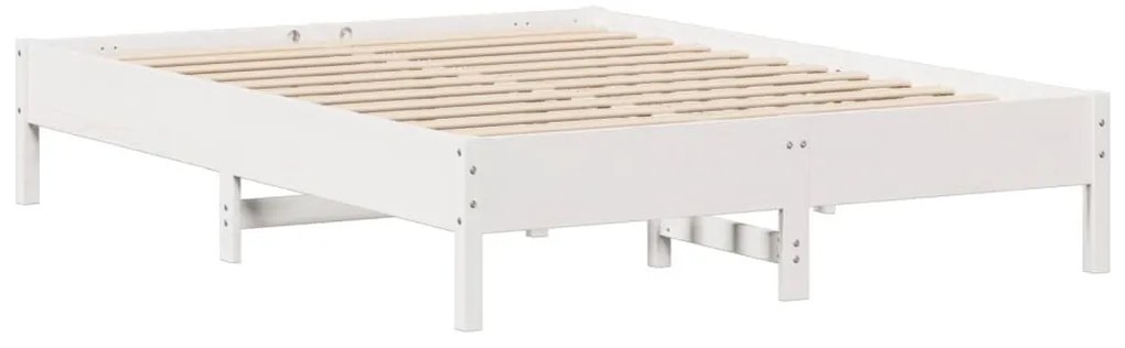 Cama sem colchão 150x200 cm madeira de pinho maciça branco