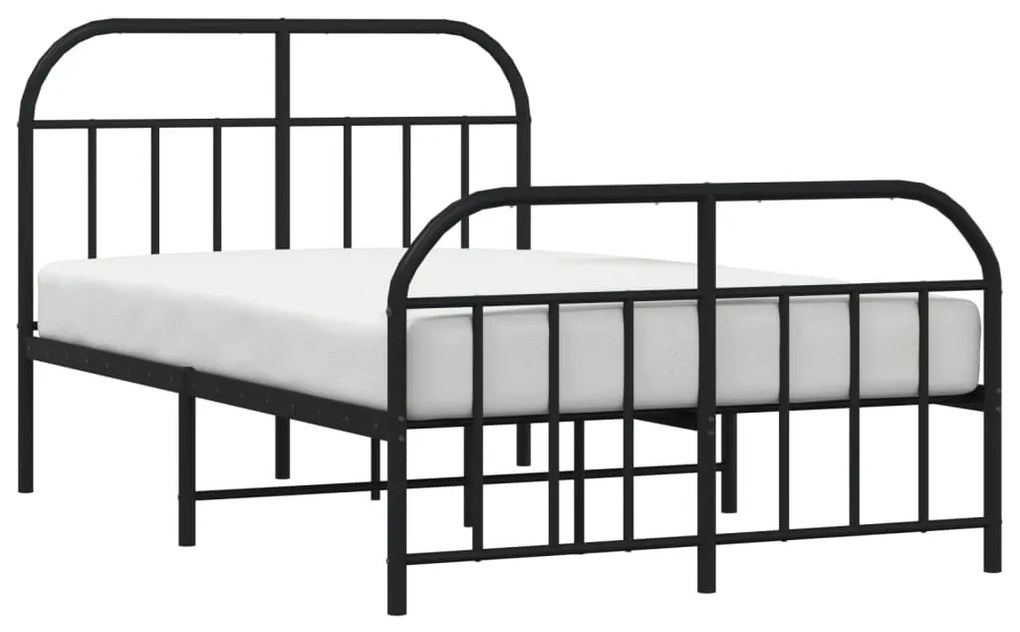 Estrutura de cama com cabeceira e pés 120x190 cm metal preto