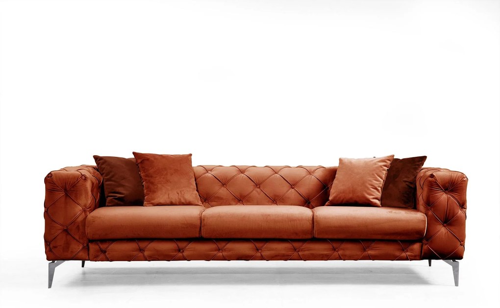 Sofá de 3 Lugares Como – Laranja – 237 cm x 73 cm x 90 cm