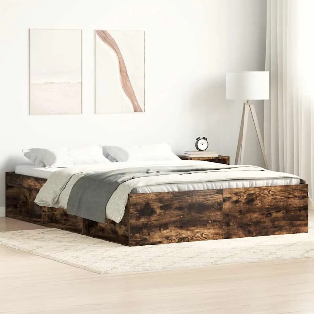 vidaXL Estrutura de cama 140x200 cm carvalho fumado