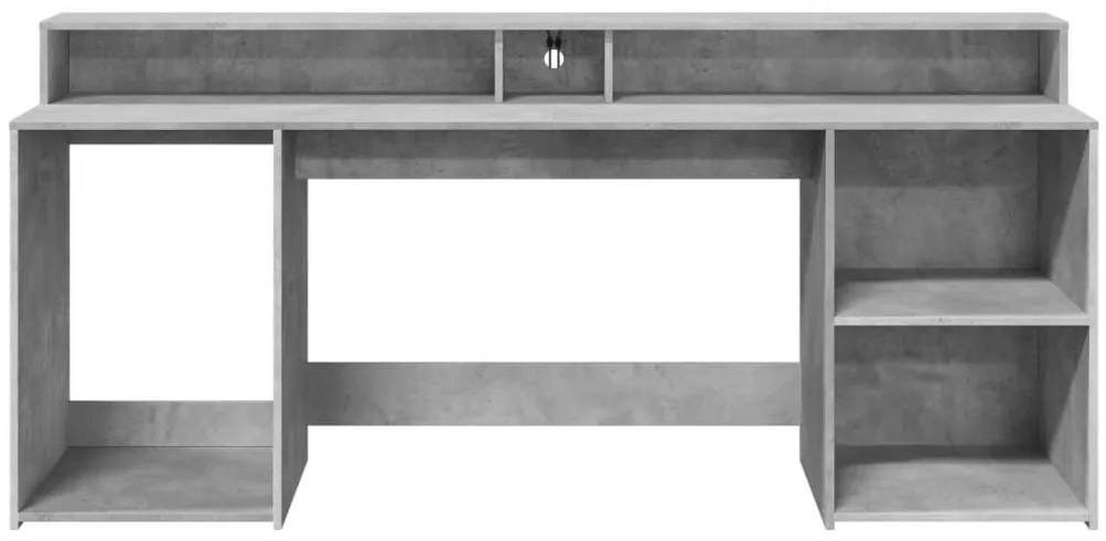 Secretária luzes LED 200x55x91 cm deriv. madeira cinza cimento