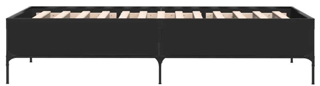 Estrutura de cama 75x190 cm derivados de madeira e metal preto