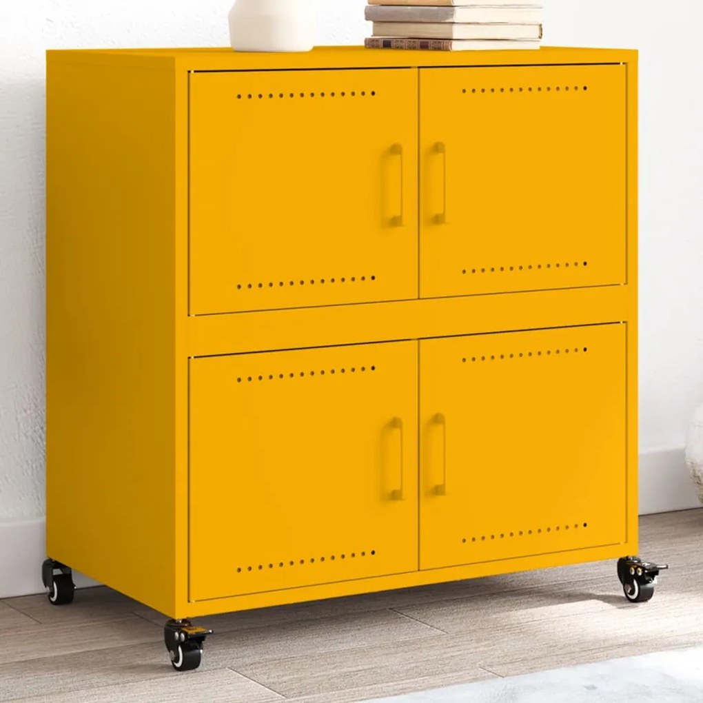 Aparador 68x39x72 cm aço amarelo mostarda
