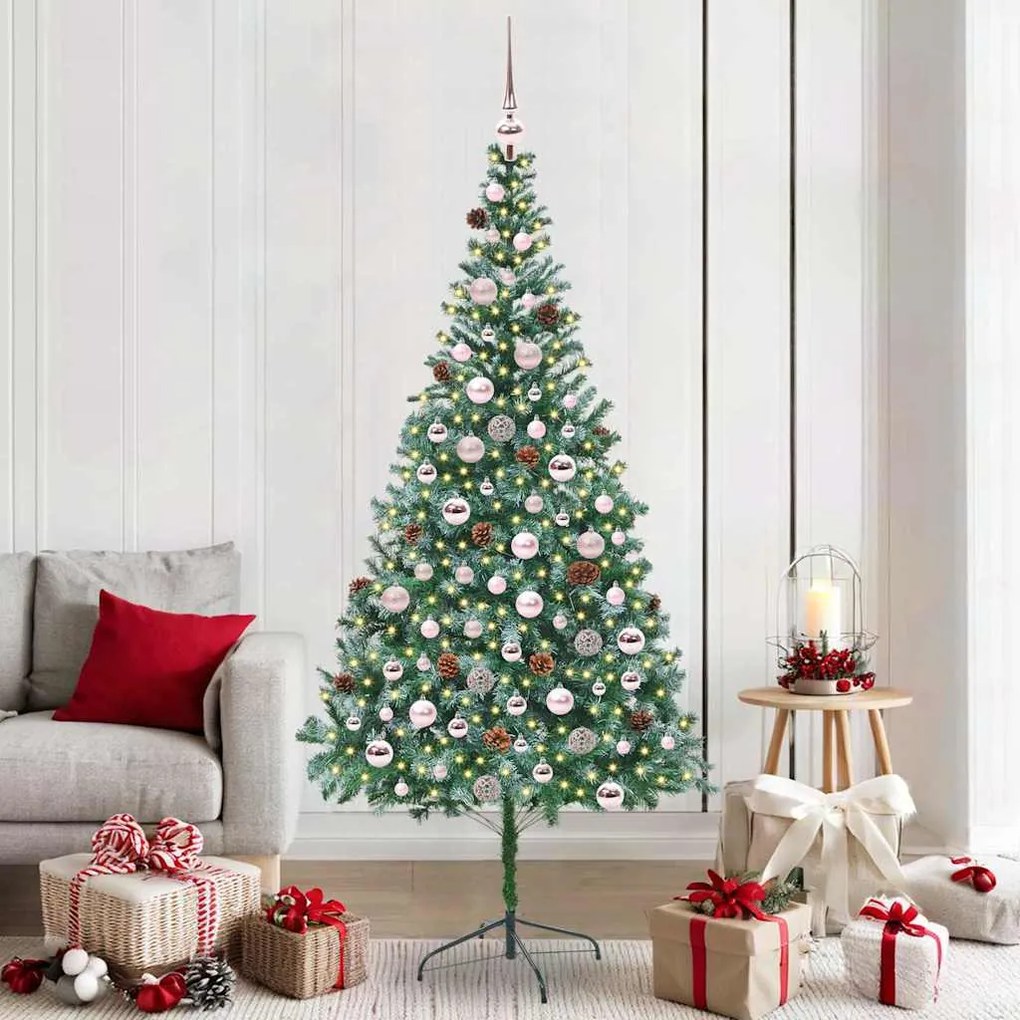 vidaXL Árvore de Natal Artificial com 300 LEDs Verde 210 cm PVC e Aço