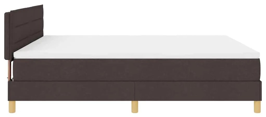 Cama Box Spring com Colchão &amp; LED Castanho 180x200 cm Tecido