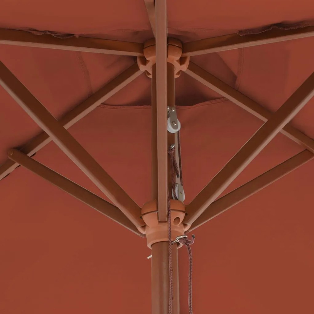 Guarda-sol de exterior c/ mastro de madeira 150x200cm terracota