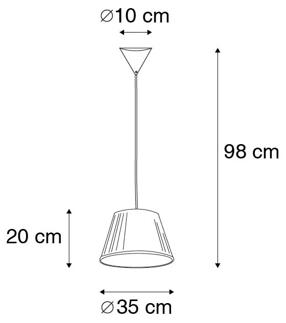 Candeeiro suspenso retro branco 35 cm - Plisse Retro