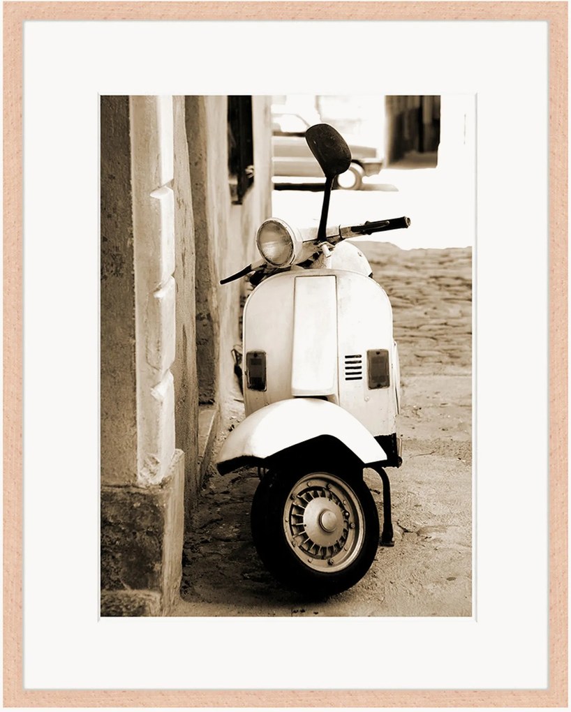 Impressão digital emoldurada Retro Scooter