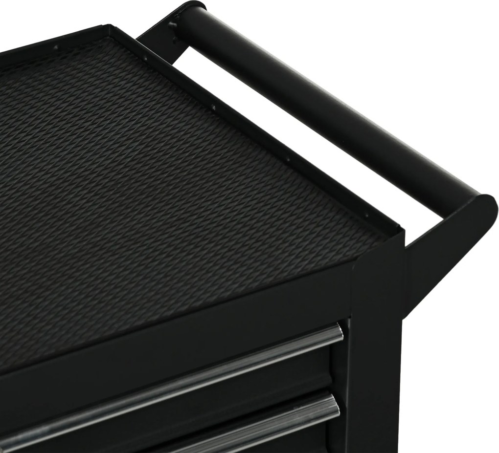 Carrinho de Ferramentas com 7 Gavetas Rodas Trava Armário de Armazenamento para Oficina de Garagem e Chapa de Aço 69x33x75 cm Preto