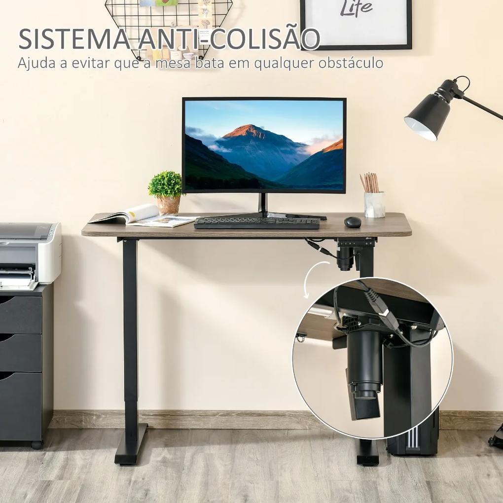 Secretária elétrica de pé Mesa ajustável em altura para escritório com 4 teclas de memória automática inteligente 120x60x72-116 cm moldura preto