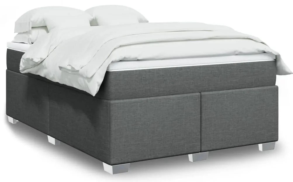 vidaXL Cama com molas/colchão 160x200 cm tecido cinzento-escuro