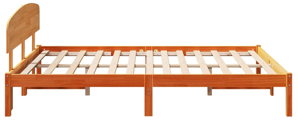 Estrado de Cama com Cabeceira Castanho Encerado 140x200 cm Madeira Sól