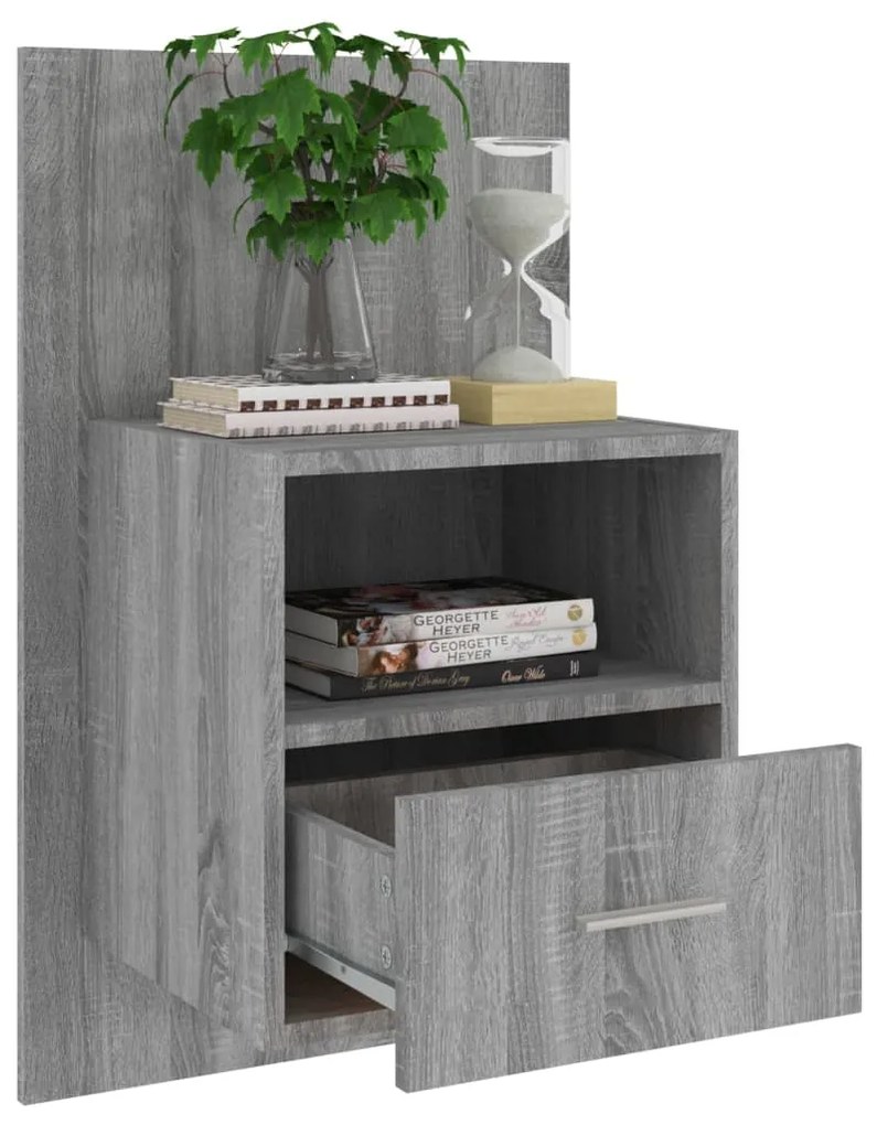 Mesa de cabeceira montagem na parede cinzento sonoma