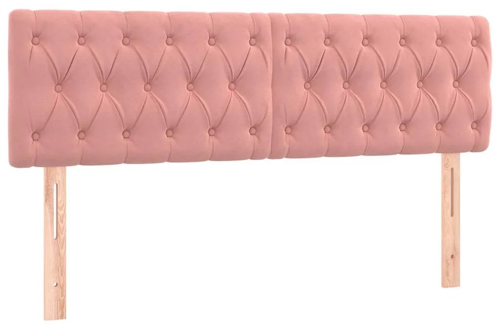 Cabeceira de cama c/ luzes LED veludo 160x7x78/88 cm rosa