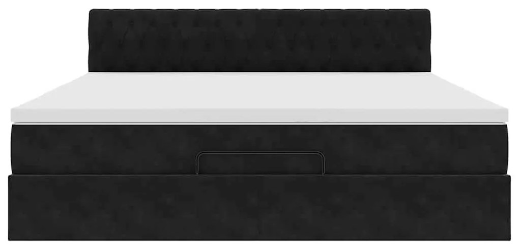 Estrutura de cama otomana com colchão 180x200 cm veludo preto