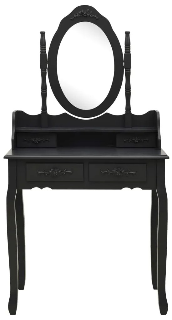 Conj. toucador com banco 75x69x140 cm madeira paulownia preto