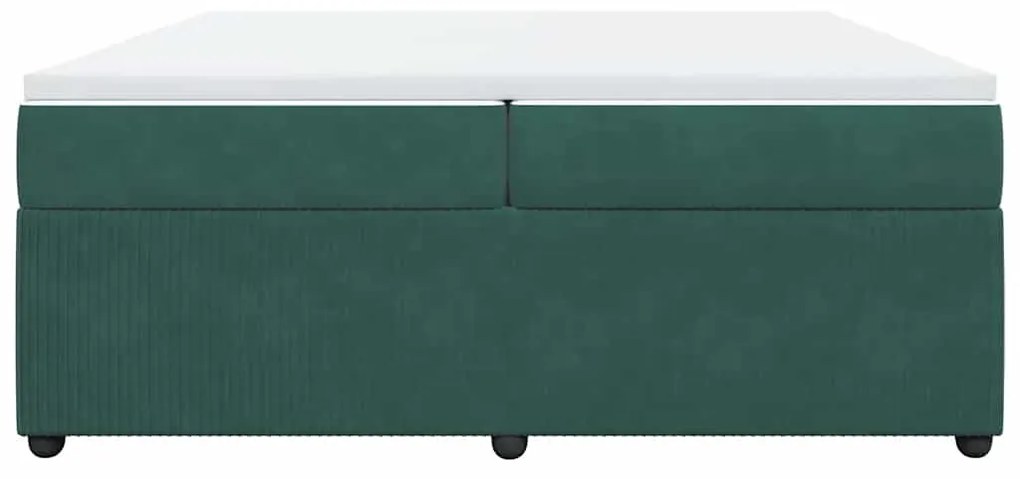 Cama com molas/colchão 200x200 cm veludo verde-escuro