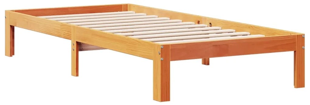 Cama c/ estante sem colchão 100x200cm pinho maciço castanho-mel