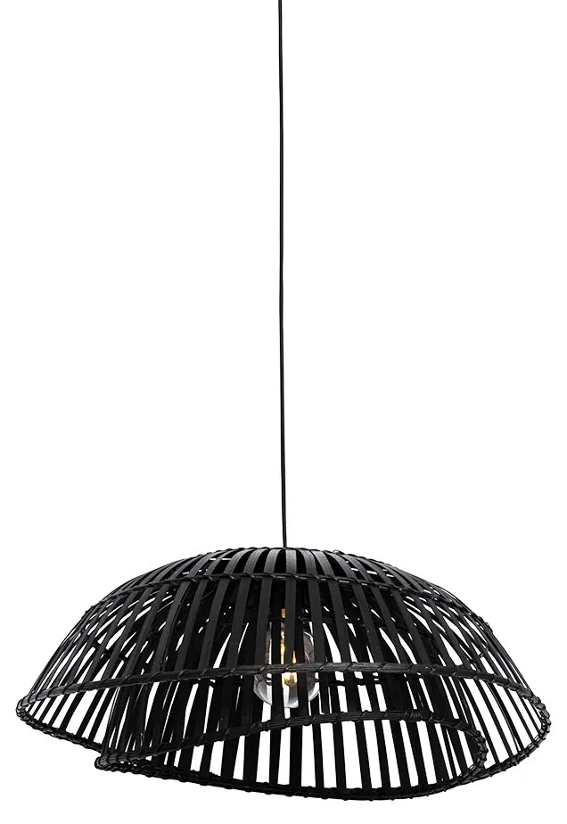 Candeeiro suspenso oriental bambu preto 62 cm - Pua Oriental