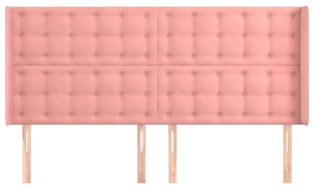 Cabeceira cama c/ abas veludo 163x16x118/128 cm rosa