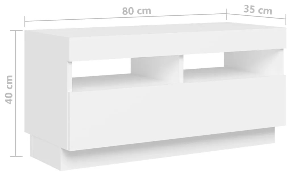 Móvel de TV com luzes LED 180x35x40 cm branco