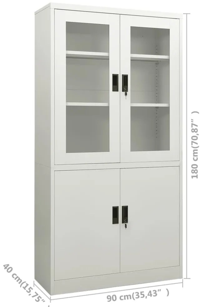 Armário de escritório 90x40x180 cm aço cinzento-claro