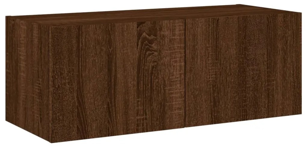 Móvel parede p/ TV c/ luzes LED 80x35x31 cm carvalho castanho