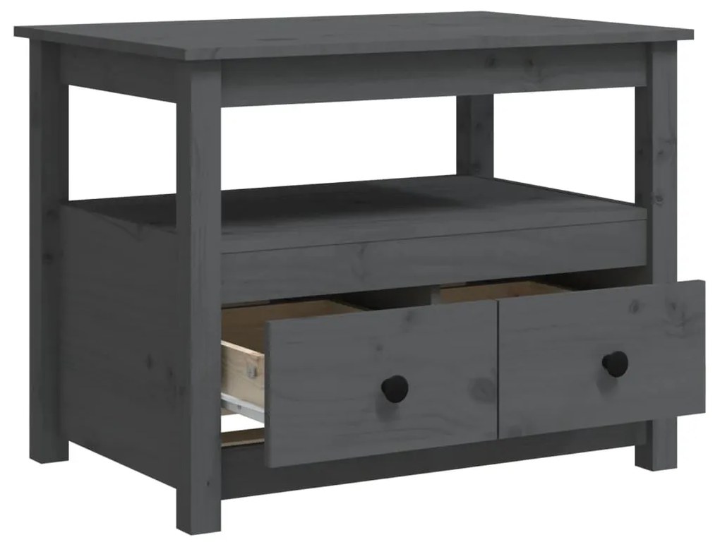 Mesa de centro 71x49x55 cm pinho maciço cinza