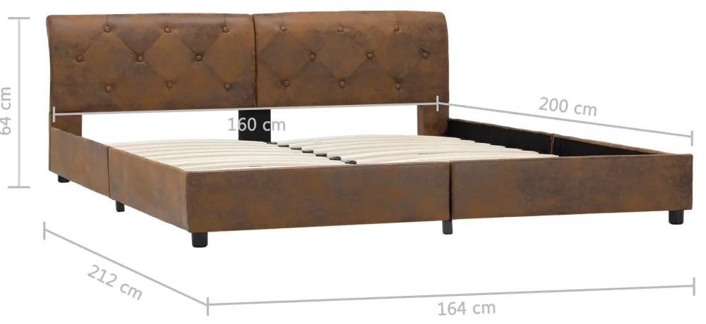 Estrutura de cama 160x200 cm camurça artificial castanho