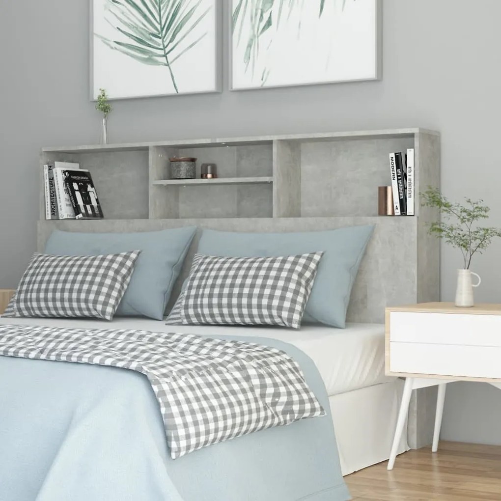 vidaXL Armário de cabeceira 160x19x103,5 cm cinzento cimento