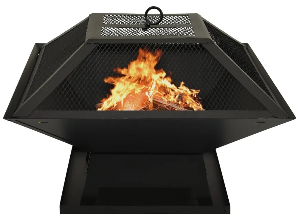 313354 vidaXL Braseira e barbecue 2-em-1 c/ atiçador 46,5x46,5x37cm aço inox.