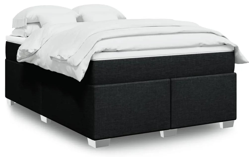 vidaXL Cama com molas/colchão 160x200 cm tecido preto
