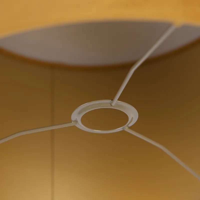 Abajur de veludo amarelo 35/35/20 com interior dourado