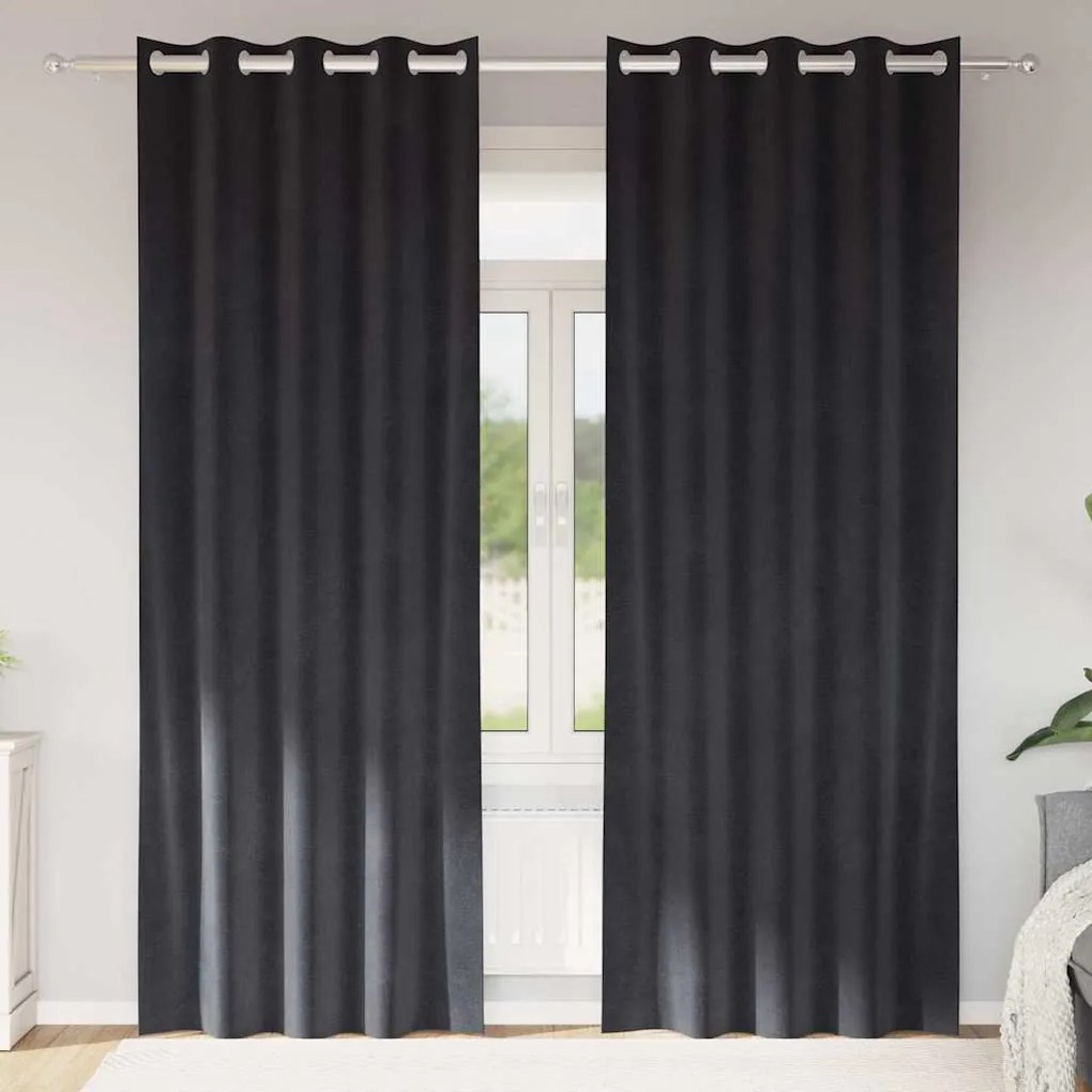 Cortinas Blackout vidaXL com Ilhós 2 pcs Veludo Cinza Escuro