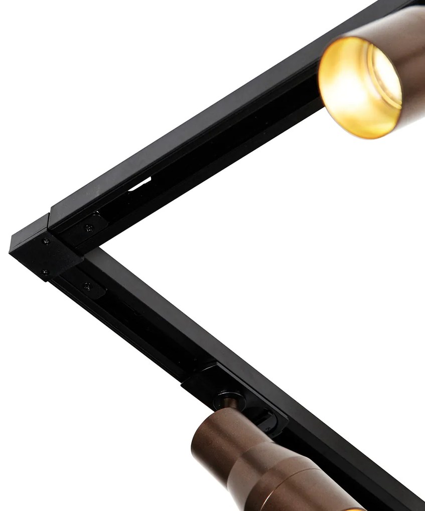 Sistema de iluminação de trilho moderno com 5 focos bronze escuro 1-fase - Iconic Kohua