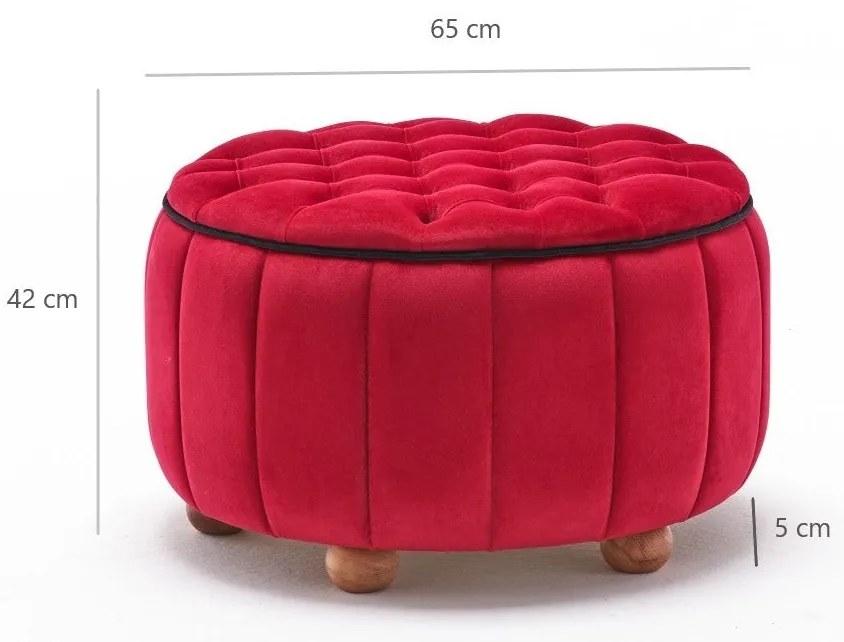 Pouffe Jasmin – Vermelho – 65x42x65 cm