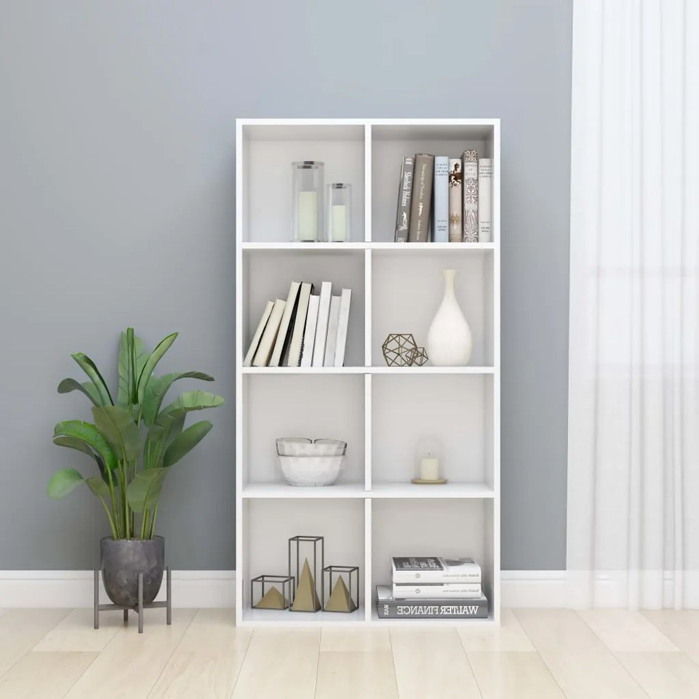 800159 vidaXL Estante/aparador 66x30x130 cm contraplacado branco brilhante