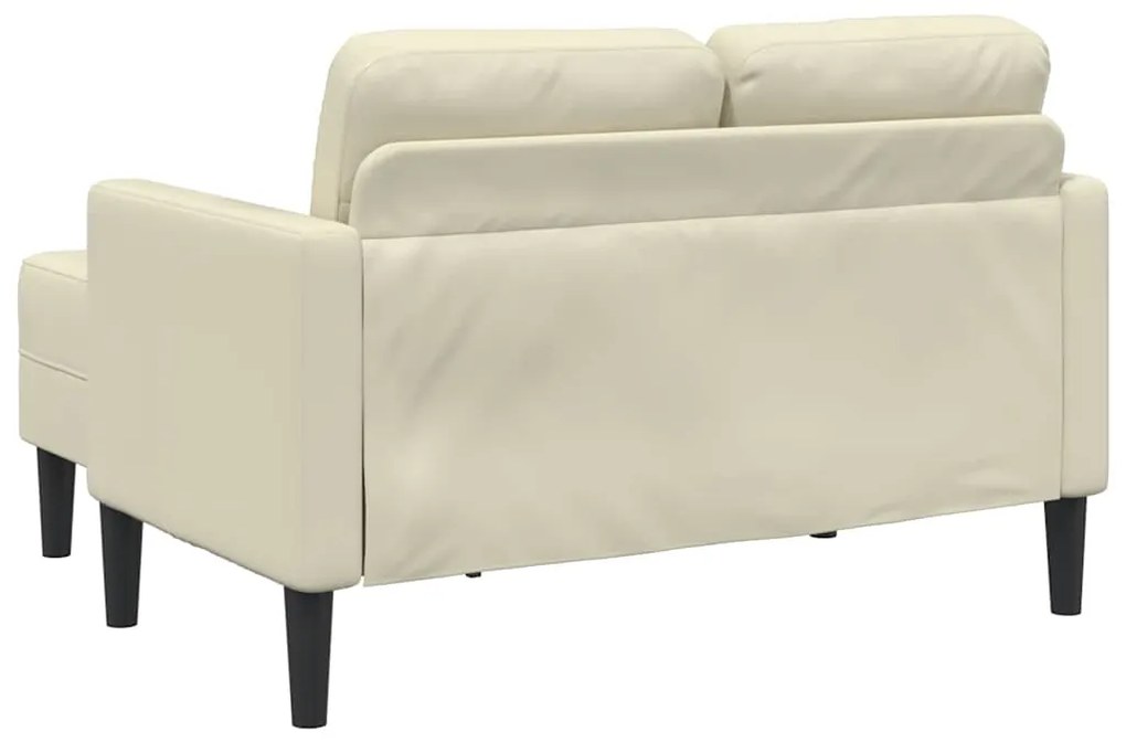 Sofá 2 lugares com Chaise em L 125 cm couro artificial creme