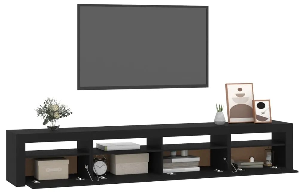 Móvel de TV com luzes LED 240x35x40 cm preto