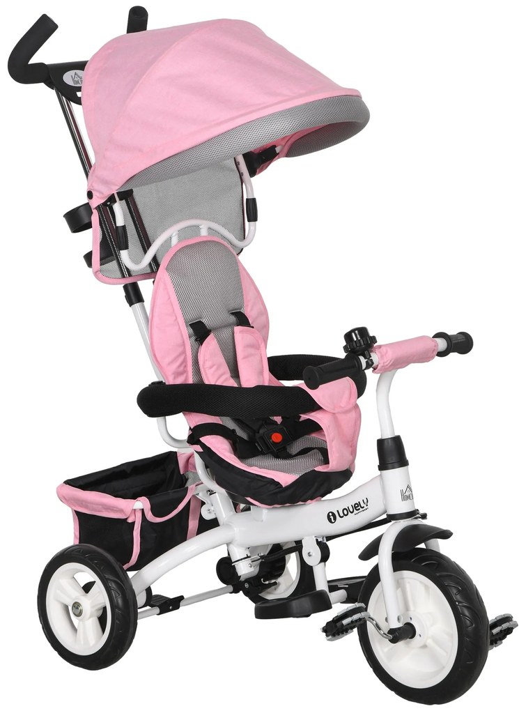 HOMCOM Triciclo para Bebés 2 em 1 Triciclo Evolutivo para Crianças de